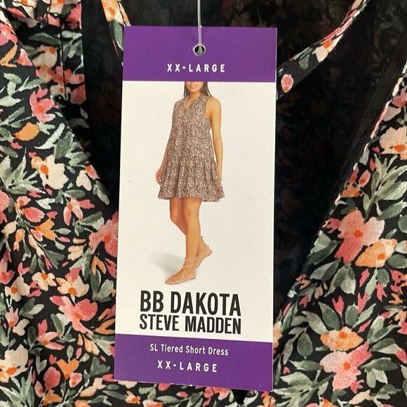 NWT BB DAKOTA STEVE MADDEN Women’s Floral Tiered Short Sundress NWT XXL - Picture 2 of 10